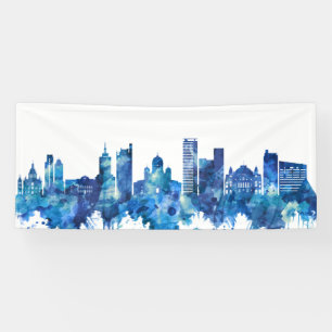 Helsinki Finland Skyline Blue Banner