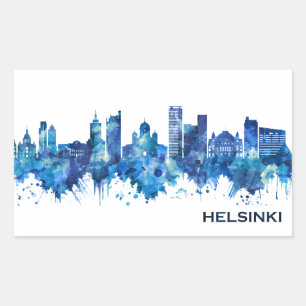 Helsinki Finland Skyline Blue Sticker