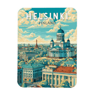 Helsinki Finland Travel Art Vintage Magnet