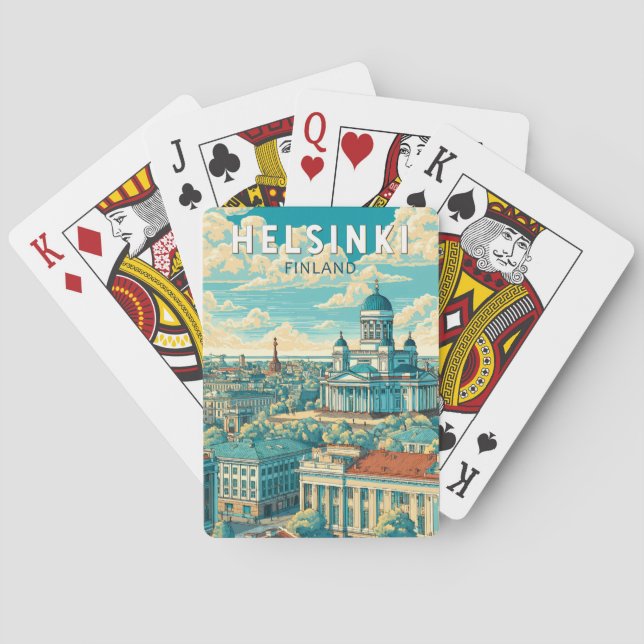 Helsinki Finland Travel Art Vintage Playing Cards (Back)