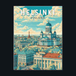 Helsinki Finland Travel Art Vintage Postcard<br><div class="desc">Helsinki retro vector travel design. From the iconic Helsinki Cathedral to the historic Suomenlinna Fortress,  the city offers a perfect mix of modern innovation and timeless beauty.</div>