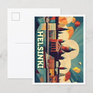 Helsinki Finland Travel artistic colourful Postcard