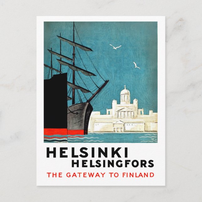 Helsinki, Helsingfors, gateway to Finland, boats Postcard (Front)