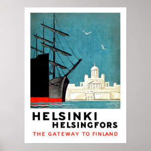 Helsinki, Helsingfors, gateway to Finland, boats Poster