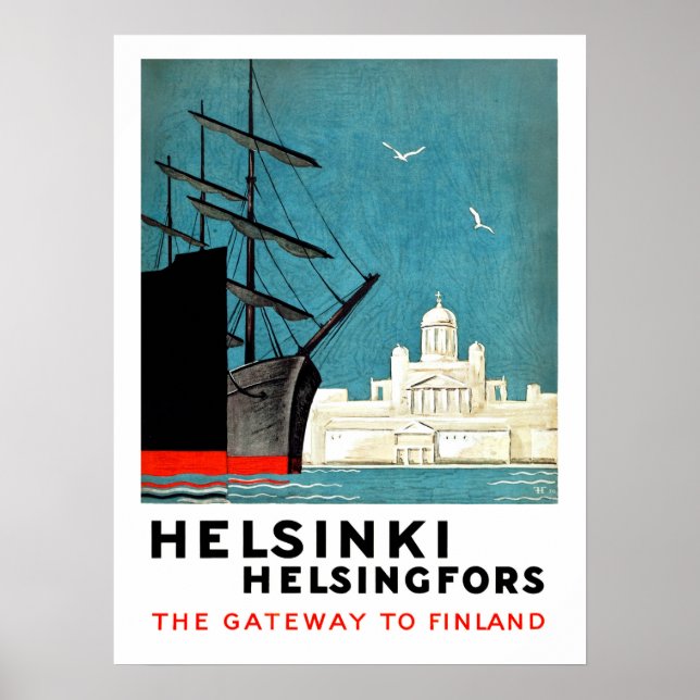 Helsinki, Helsingfors, gateway to Finland, boats Poster (Front)