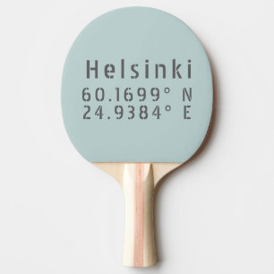 Helsinki Latitude Longitude Ping Pong Paddle