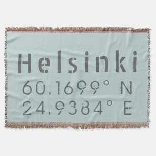 Helsinki Latitude Longitude Throw Blanket
