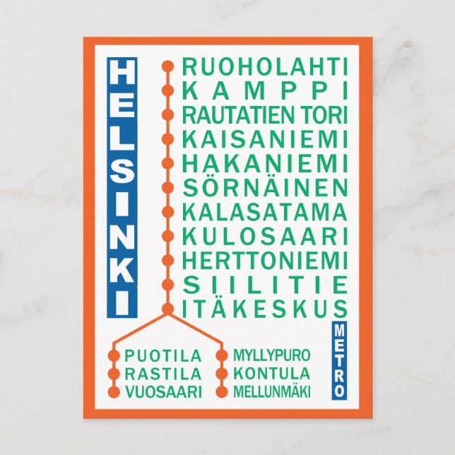 Helsinki Metro Stations postcard (Front)