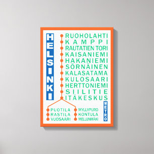 Helsinki Metro Stations wrapped canvas print