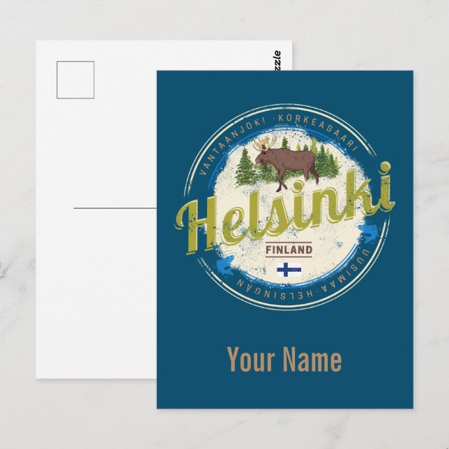 Helsinki moose capital of Finland vintage souvenir Postcard (Front/Back)