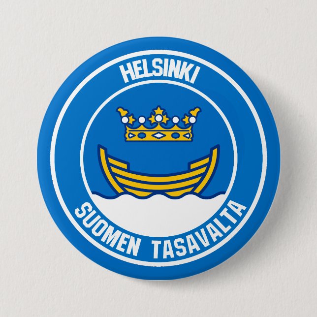 Helsinki Round Emblem 3 Inch Round Button (Front)