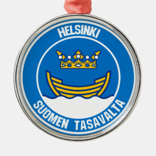 Helsinki Round Emblem Metal Ornament