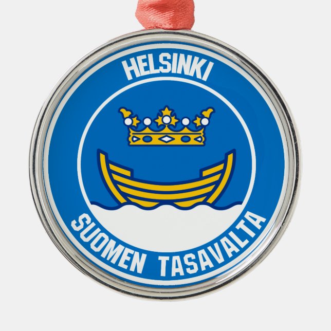 Helsinki Round Emblem Metal Ornament (Front)