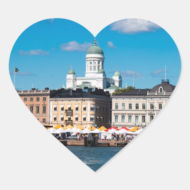Helsinki Skyline Heart Sticker (Front)
