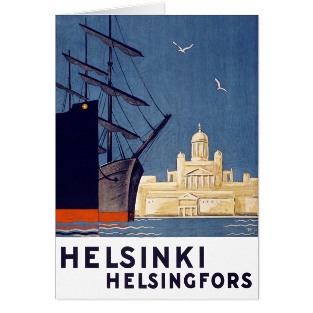 Helsinki Vintage Travel Poster Restored (Front)