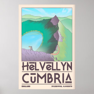Helvellyn Cumbria Wall Art Vintage Travel Poster