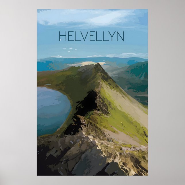 Helvellyn Mountain Travel Poster (Front)