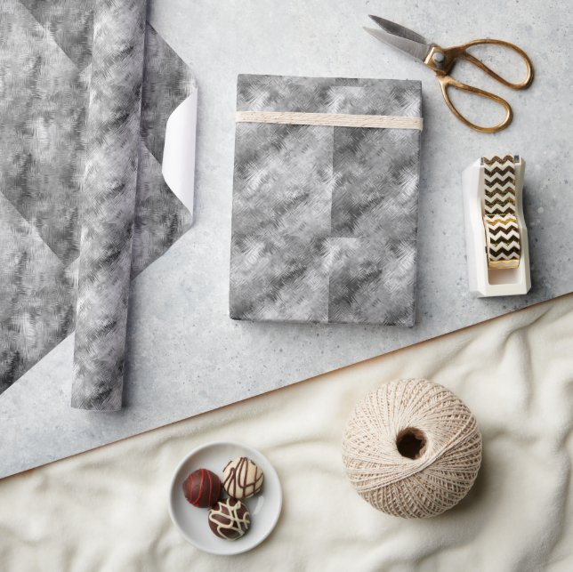 Hematite Grey Scribbled Texture Wrapping Paper (Crafts)