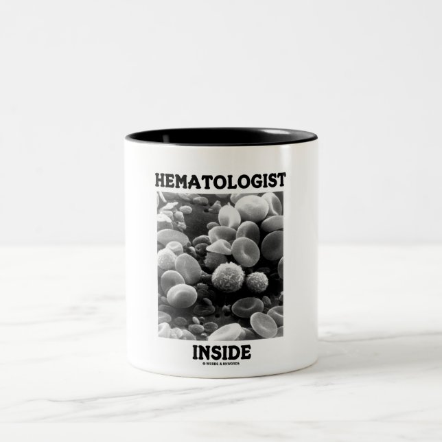 Hematologist Inside (Blood Cells) Two-Tone Coffee Mug (Center)