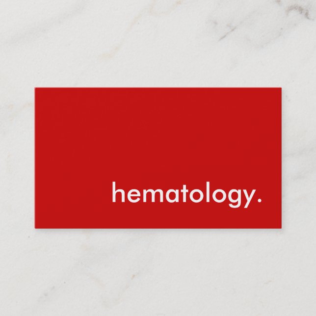 hematology. business card (Front)