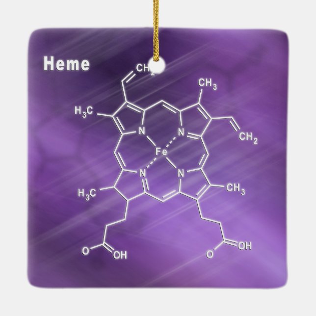 Heme molecule Structural chemical formula Ceramic Ornament (Back)