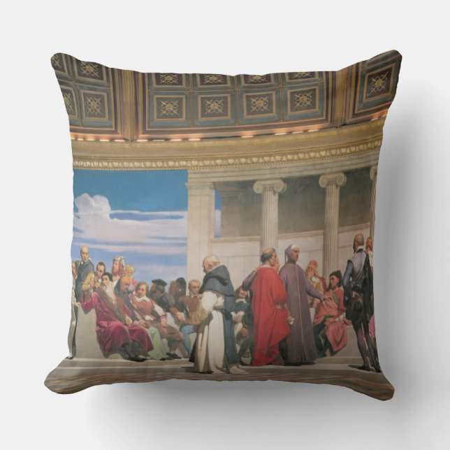 Hemicycle: Artists of All Ages, detail of the righ Throw Pillow (Front)