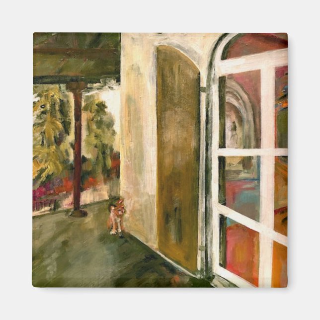 Hemingway Porch Peinture de chat Magnet (Devant)