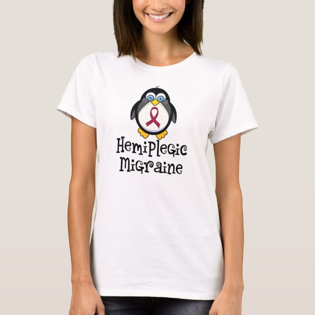 Hemiplegic Migraine Awareness Penguin T-Shirt (Front)
