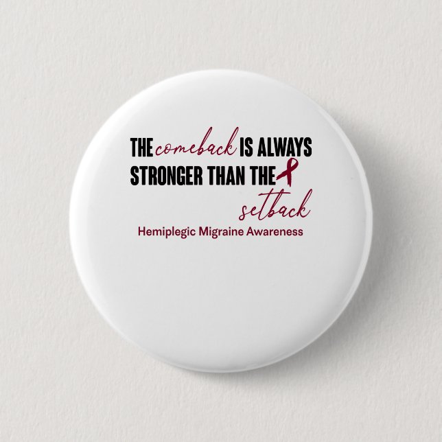Hemiplegic Migraine Awareness Ribbon Support Gifts 2 Inch Round Button (Front)