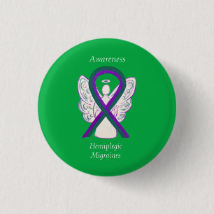 Hemiplegic Migraines Awareness Ribbon Angel Button