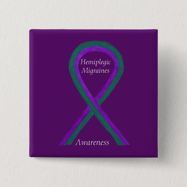 Hemiplegic Migraines Awareness Ribbon Button (Front)