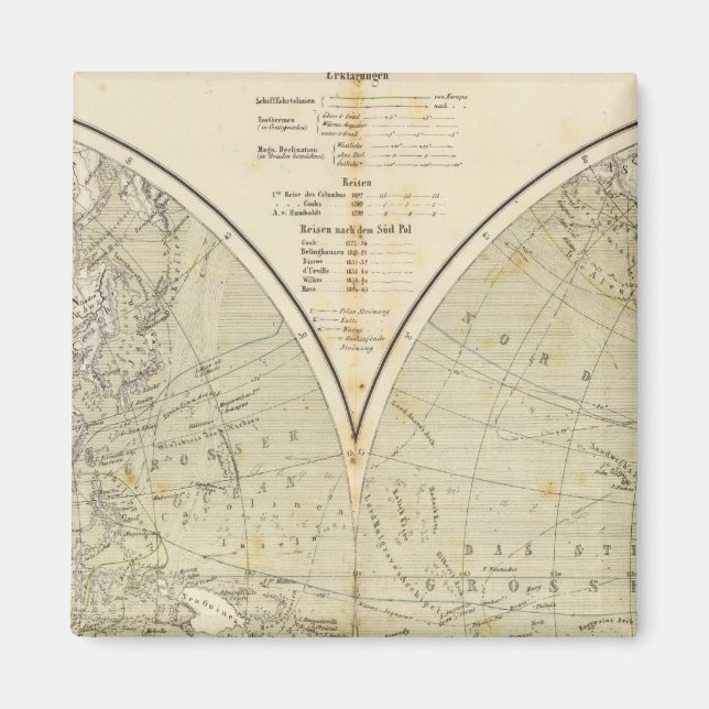 Hemisphere Atlas Map Magnet (Front)