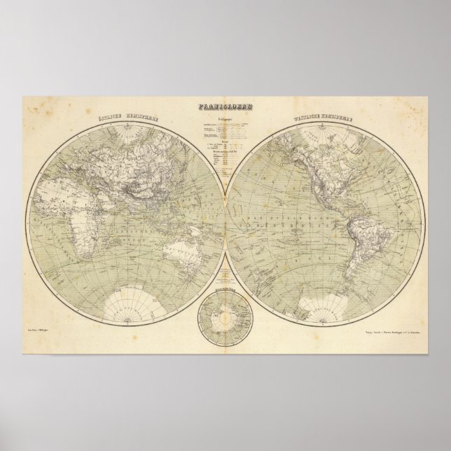 Hemisphere Atlas Map Poster (Front)