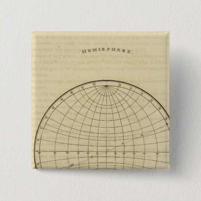 Hemisphere map 2 inch square button (Front)