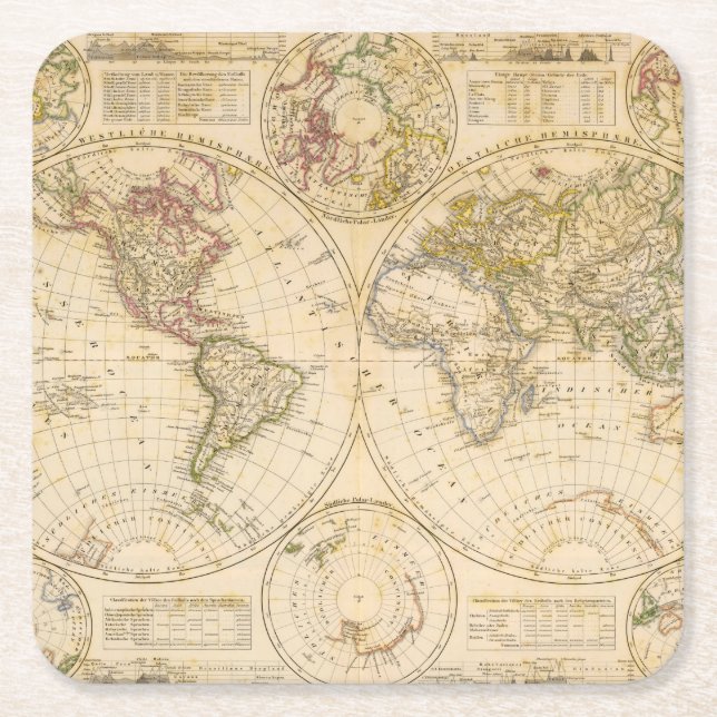 Hemispheres Square Paper Coaster (Front)