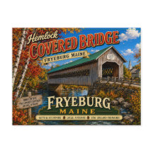 Hemlock Covered Bridge Fryeburg Maine Postcard