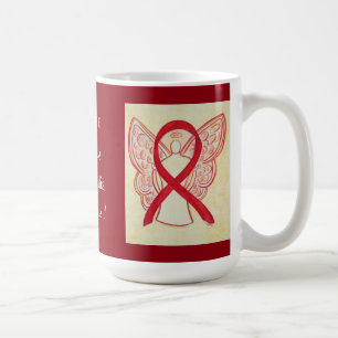 Hemophilia Awareness Red Ribbon Angel Custom Mug