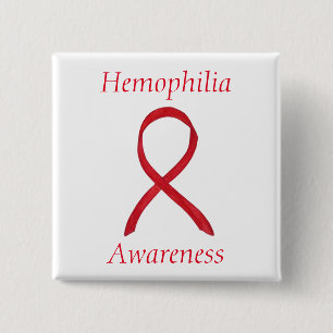 Hemophilia Red Awareness Ribbon Custom Button