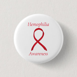Hemophilia Red Awareness Ribbon Custom Buttons