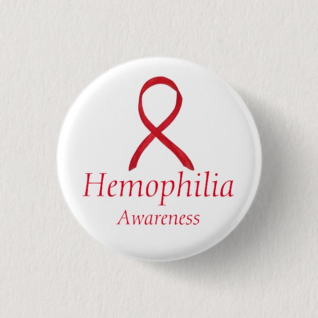 Hemophilia Red Awareness Ribbon Custom Pendants 1 Inch Round Button (Front)