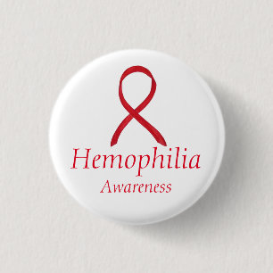 Hemophilia Red Awareness Ribbon Custom Pendants 1 Inch Round Button