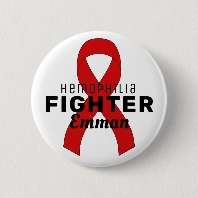Hemophilia Ribbon White Button (Front)