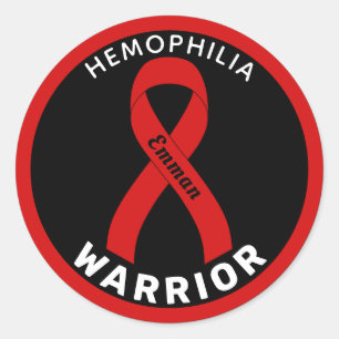 Hemophilia Warrior Ribbon Black Round Sticker