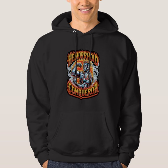 Hemorrhoid Conqueror Funny Memes Weird Cringe Meme Hoodie (Front)