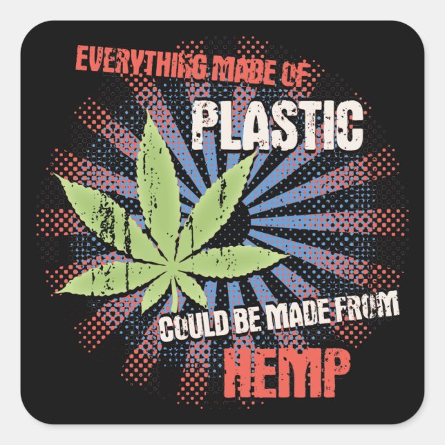 Hemp Plastic Square Sticker (Front)