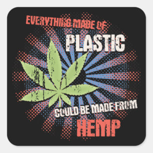 Hemp Plastic Square Sticker