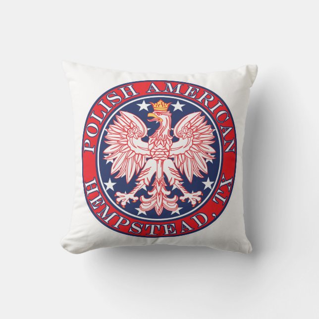 Hempstead Texas Polish American Eagle Throw Pillow (Front)