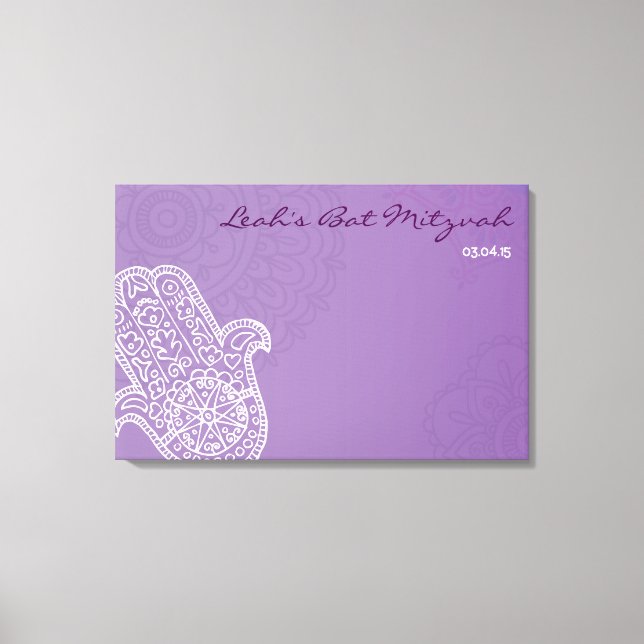 Hemsa Canvas Bat Mitzvah Sign-In Board-purple (Front)