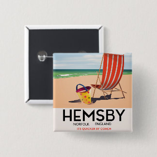Hemsby Norfolk travel poster 2 Inch Square Button
