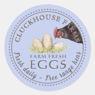 Hen à regarder avec des oeufs Carton Étiquette Dot